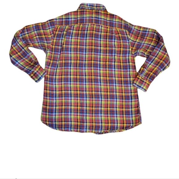 Scott Barber Delavé 100% Linen Plaid/Checkered Button Up/Button Down Shirt L - Picture 2 of 11